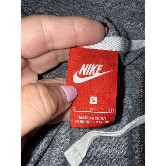 Nike y2k Full Zip Hoodie Womens S Jacket Side Swoosh Spellout Gray vintage 4217 - Picture 7 of 8